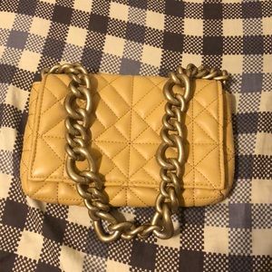 **** NEW WITHOUT TAGS**** SMALL MUSTARD YELLOW ZARA PURSE 👜 WITH GOLD CHAIN 🧡